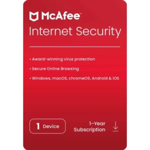 McAfee Internet Security (Global Product) | 1 Device, 1 Year | PC/Mac/Android/iOS