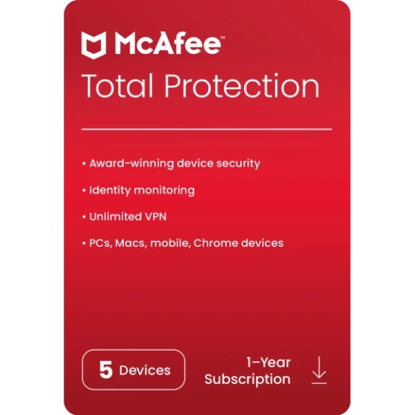 McAfee Total Protection 5 Device 1 Year